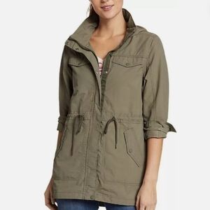 Eddie Bauer Atlas Utility Trench Coat Olive Green/Spring Green rainjacket Size S